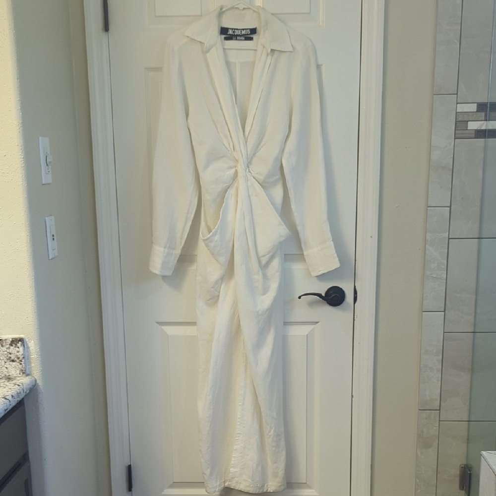 JACQUEMUS Bolso twisted-front linen and cotton-blend dress